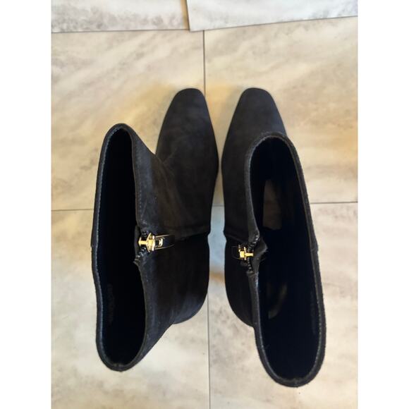 Ann Taylor Women’s Suede Pointed Toe Black Ankle Heeled Boots Size 8.5 Side Zip - Picture 5 of 6